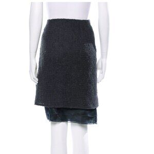 Akris Navy Tiered Skirt Knee-Length Size 6